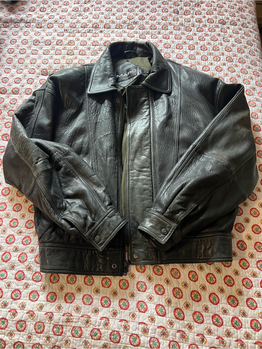 Vintage 90s Marc New York Black Leather Jacket size large
